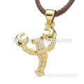 2016 leather core chain scorpion pendant jewelry women Zircon fashion gold animal necklace